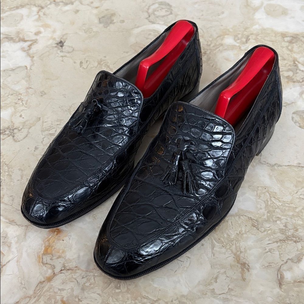 Johnston & Murphy Genuine Crocodile Leather Tassel Loafers Luxury Classic